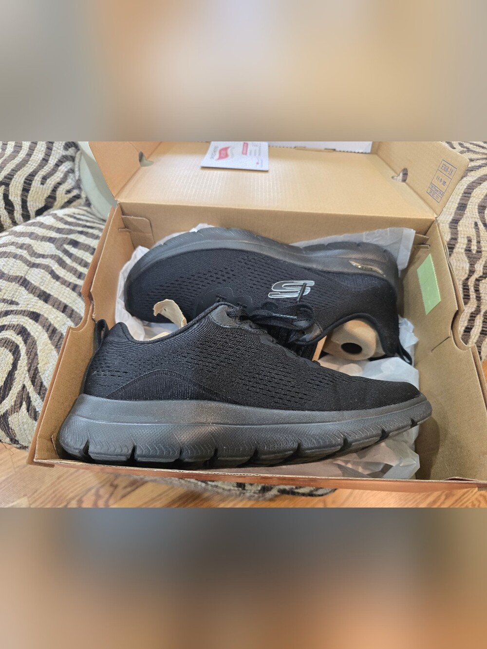 Women's Skechers Black Knit Lace-Up Sneakers